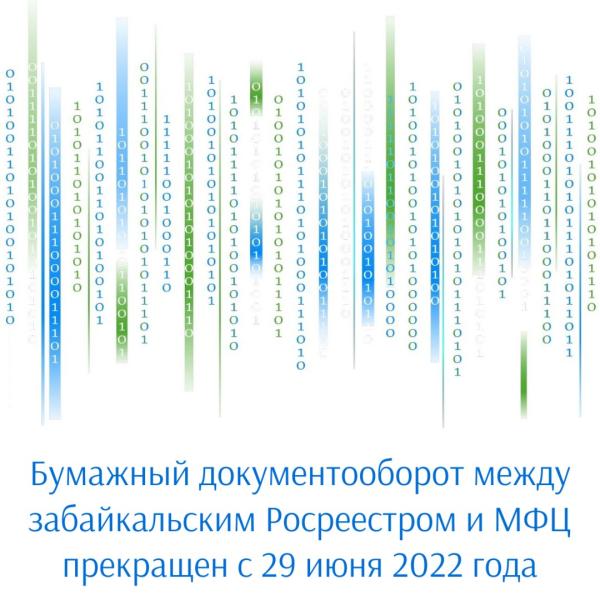 Бумажный документооборот между  забайкальским Росреестром и МФЦ прекращен с 29 июня 2022 года