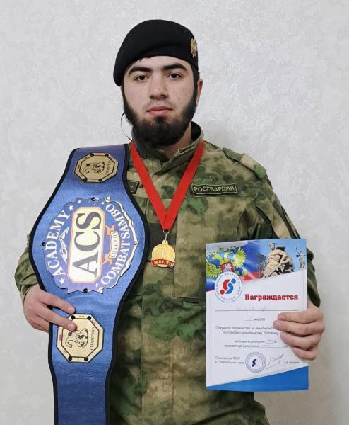 Росгвардеец из Чеченской Республики стал победителем  открытого первенства и чемпионата г. Пятигорска по профессиональному боевому самбо