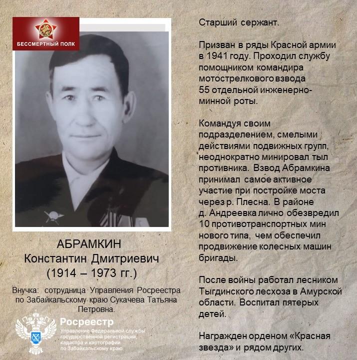 80 лет Великой Победе! Помним! Гордимся! Абрамкин Константин Дмитриевич.