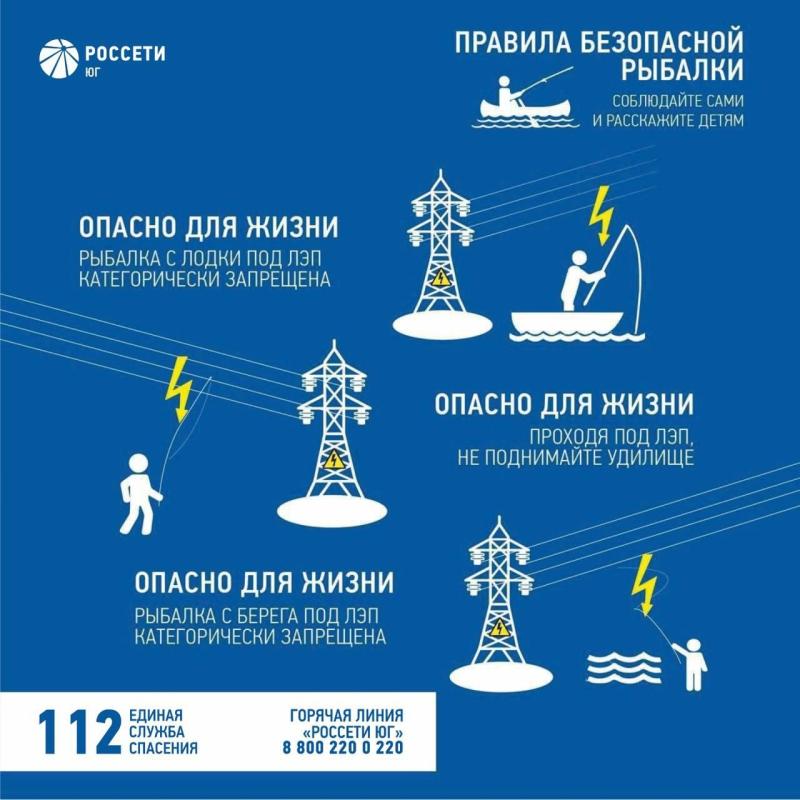 Юго-Западные электрические сети филиала «Россети Юг» – «Кубаньэнерго» предупреждает любителей рыбной ловли об опасности нахождения вблизи энергообъектов